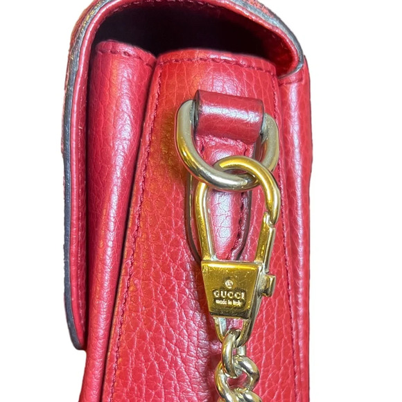 GUCCI Dollar Calfskin Interlocking G Shoulder Bag Red - Picture 3 of 14